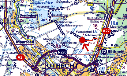 Routekaart voor regio rond Westbroek.
